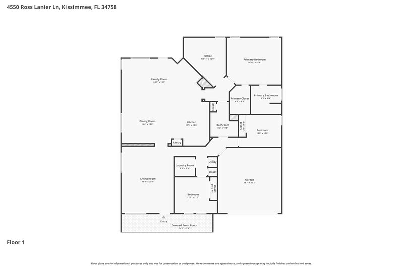 2,245/Mo, 4550 Ross Lanier Ln Kissimmee, FL 34758 Floor Plan View