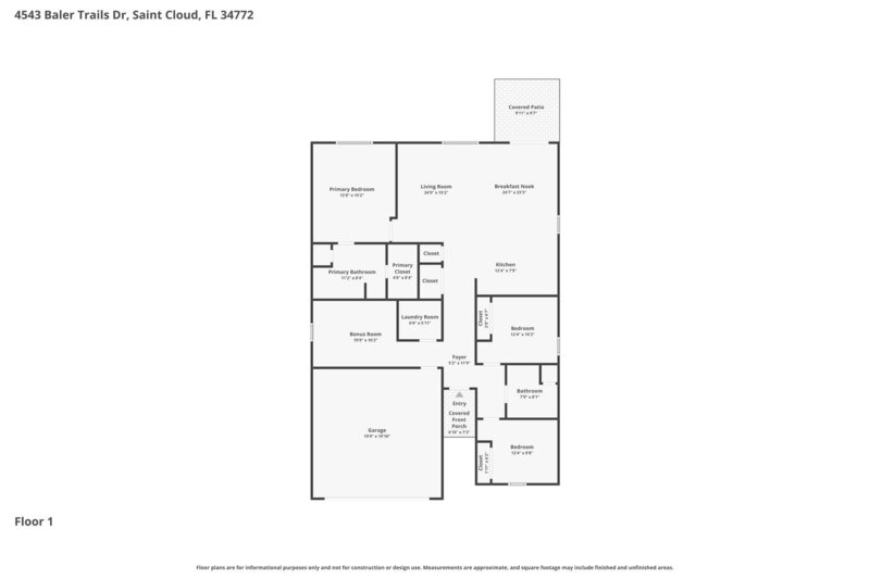 2,220/Mo, 4543 Baler Trails Dr Saint Cloud, FL 34772 Floorplan View