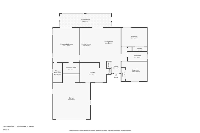 1,965/Mo, 547 Brentford Ct Kissimmee, FL 34758 Floor Plan View