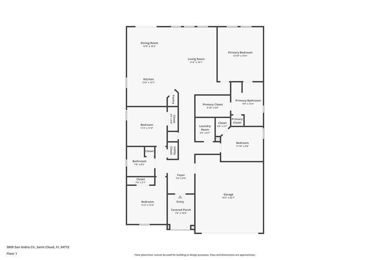 2,180/Mo, 3809 San Isidro Cir Saint Cloud, FL 34772 Floor Plan View