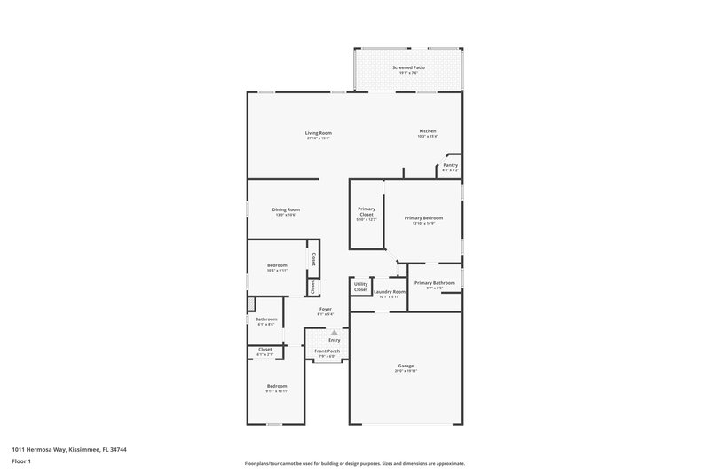 2,195/Mo, 1011 Hermosa Way Kissimmee, FL 34744 Floor Plan View