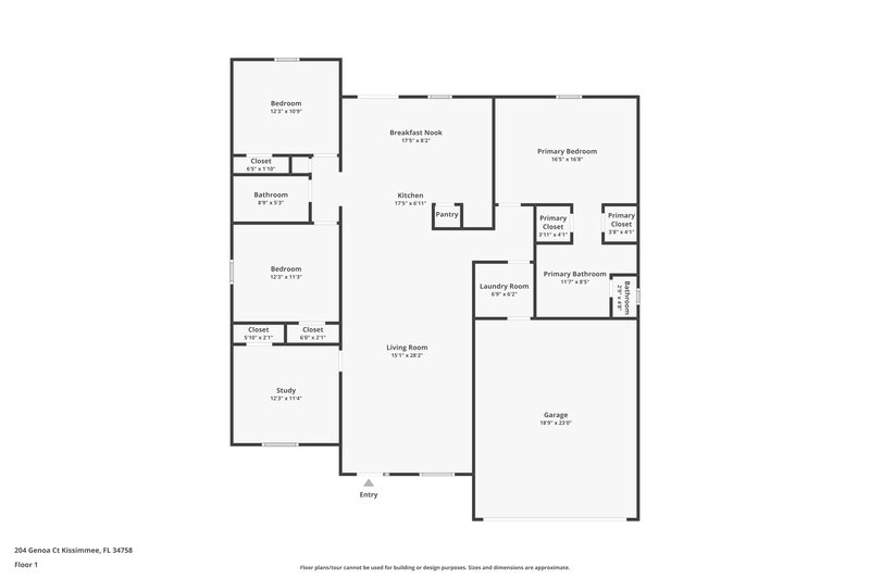1,905/Mo, 204 Genoa Ct Kissimmee, FL 34758 Floor Plan View