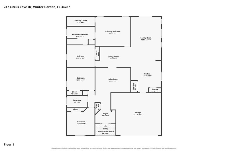 2,680/Mo, 747 Citrus Cove Dr Winter Garden, FL 34787 Floor Plan View