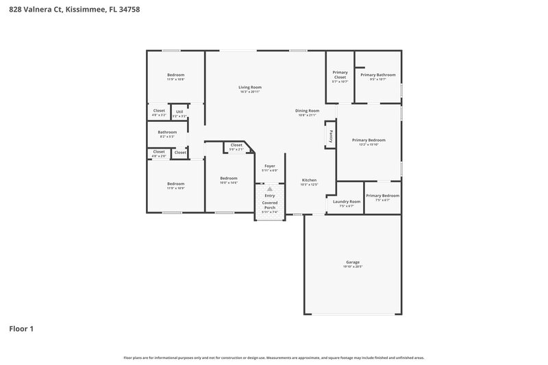 2,115/Mo, 828 Valnera Ct Kissimmee, FL 34758 Floor Plan View