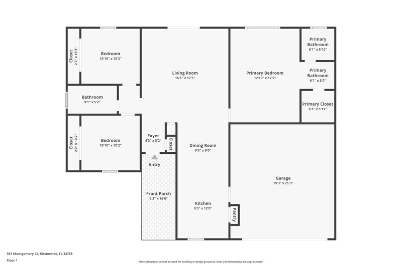 1,695/Mo, 351 Montgomery Ct Kissimmee, FL 34758 Floor Plan View