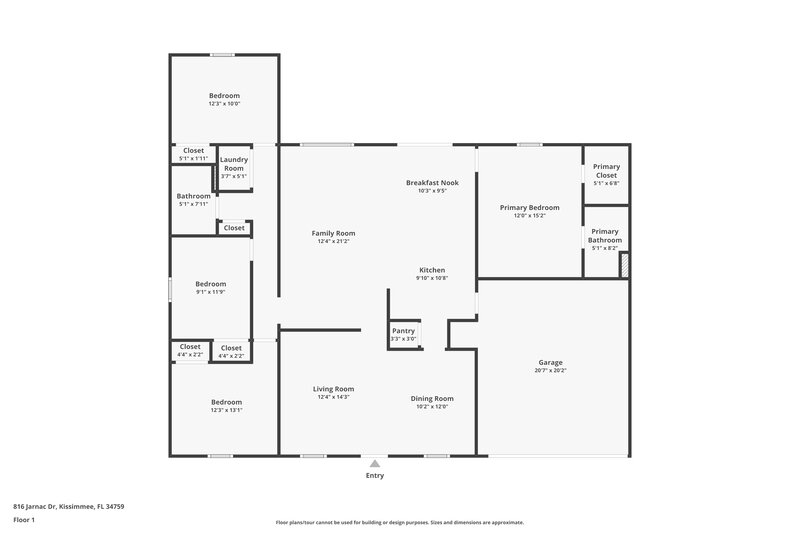 1,850/Mo, 816 Jarnac Dr Kissimmee, FL 34759 Floor Plan View