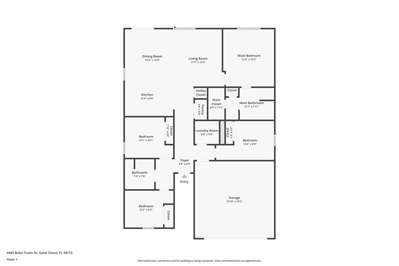 2,080/Mo, 4483 Baler Trails Drive Saint Cloud, FL 34772 Floor Plan View