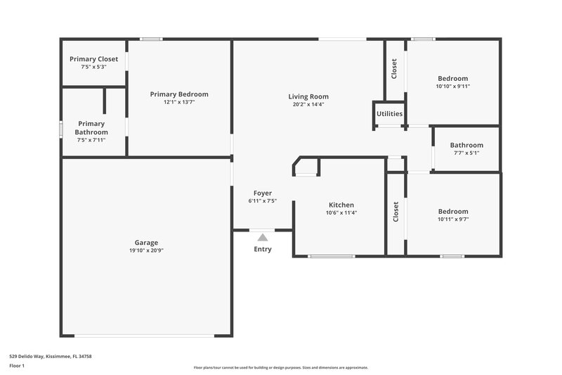 1,830/Mo, 529 Delido Way Kissimmee, FL 34758 Floor Plan View