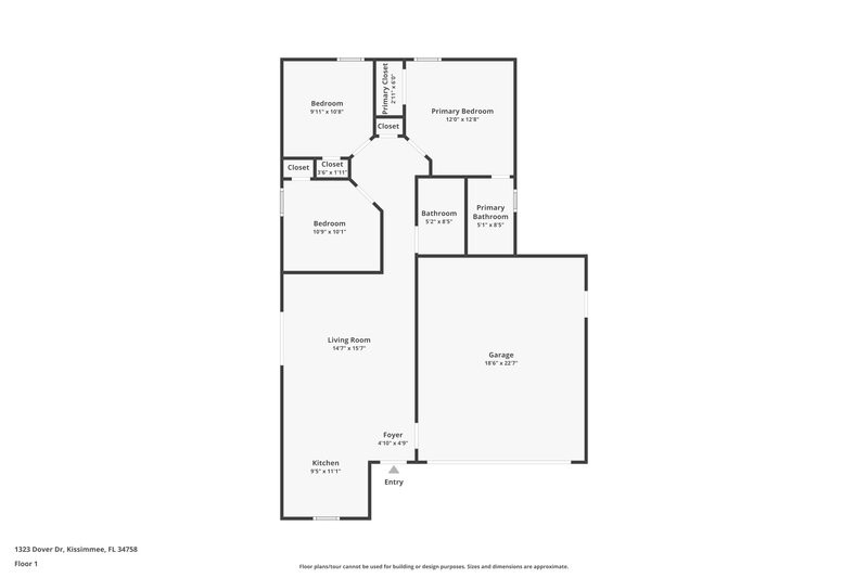 1,735/Mo, 1323 Dover Dr Kissimmee, FL 34758 Floor Plan View