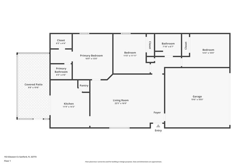 2,005/Mo, 153 Gleason Cv Sanford, FL 32773 Floor Plan View