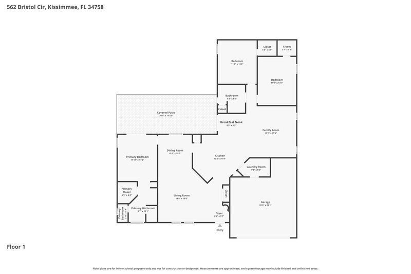 2,110/Mo, 562 Bristol Cir Kissimmee, FL 34758 Floor Plan View
