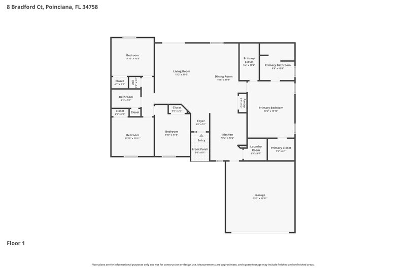 2,110/Mo, 8 Bradford Court Kissimmee, FL 34758 Floor Plan View