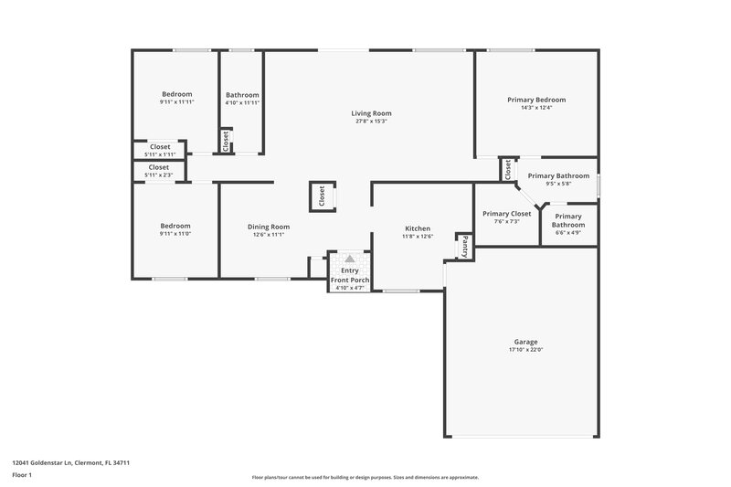 2,020/Mo, 12041 Goldenstar Ln Clermont, FL 34711 Floor Plan View