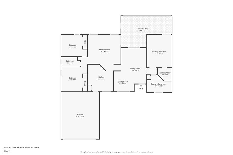 2,095/Mo, 2607 Settlers Trail Saint Cloud, FL 34772 Floor Plan View