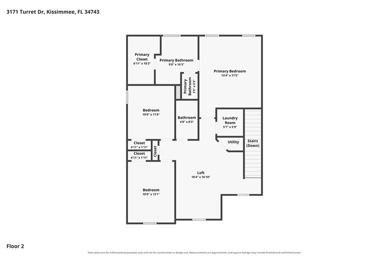 2,335/Mo, 3171 Turret Dr Kissimmee, FL 34743 Floor Plan View 2