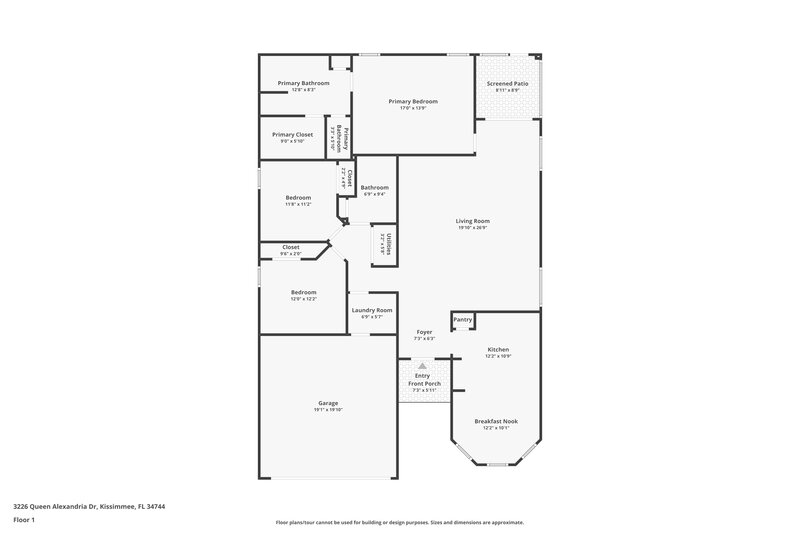 2,030/Mo, 3226 Queen Alexandria Dr Kissimmee, FL 34744 Floor Plan View