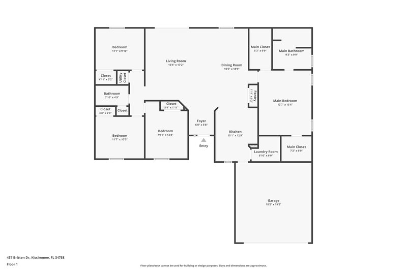 2,040/Mo, 437 Britten Dr Kissimmee, FL 34758 Floor Plan View
