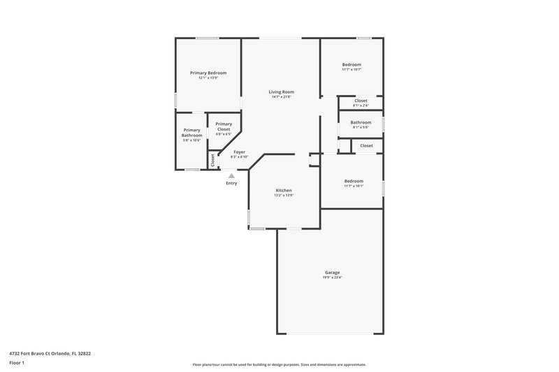 2,940/Mo, 4732 Fort Bravo Ct Orlando, FL 32822 Floor Plan View