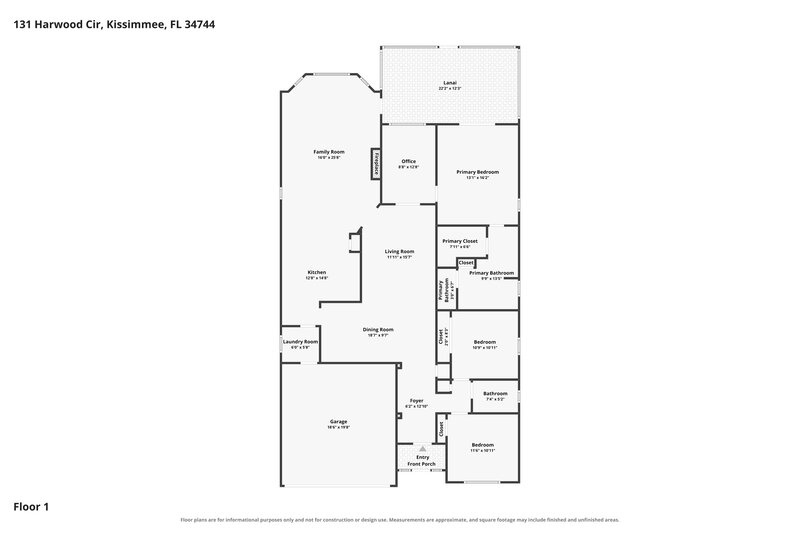2,420/Mo, 131 Harwood Cir Kissimmee, FL 34744 Floor Plan View