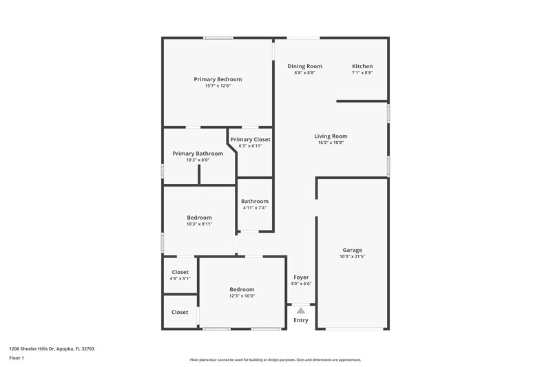 1,995/Mo, 1206 Sheeler Hills Dr Apopka, FL 32703 Floor Plan View