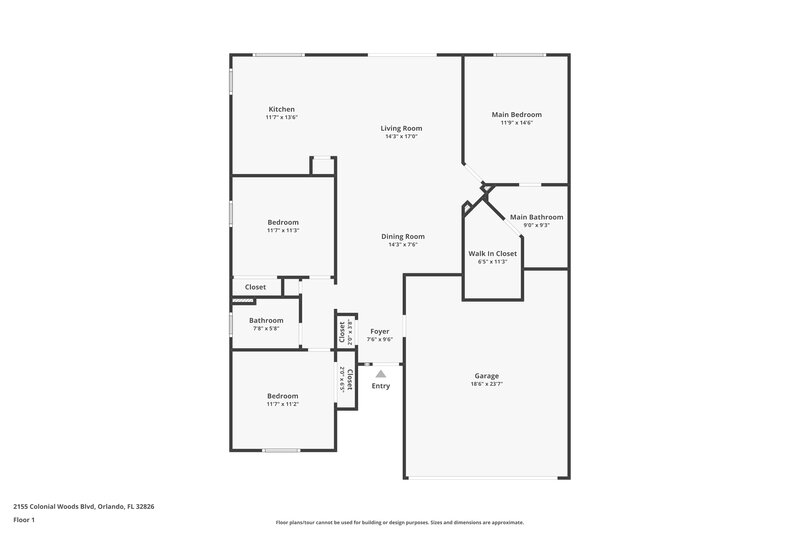 2,030/Mo, 2155 Colonial Woods Blvd Orlando, FL 32826 Floor Plan View