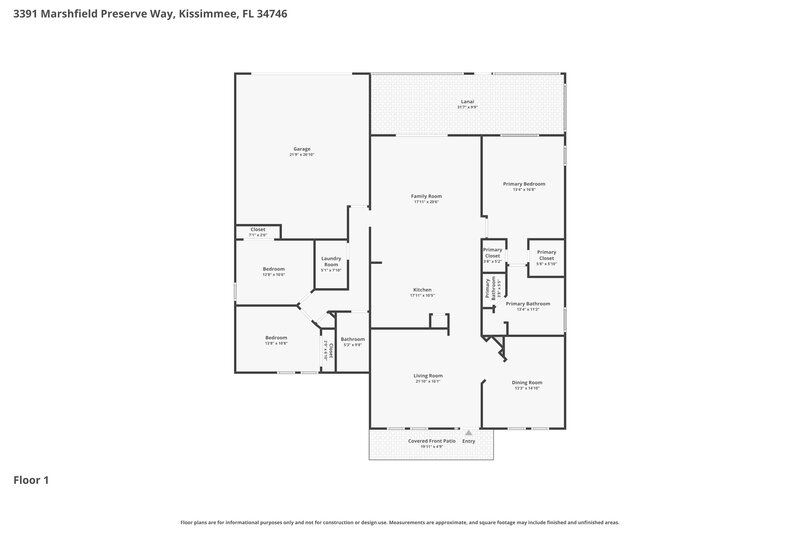 2,550/Mo, 3391 Marshfield Preserve Way Kissimmee, FL 34746 Floor Plan View