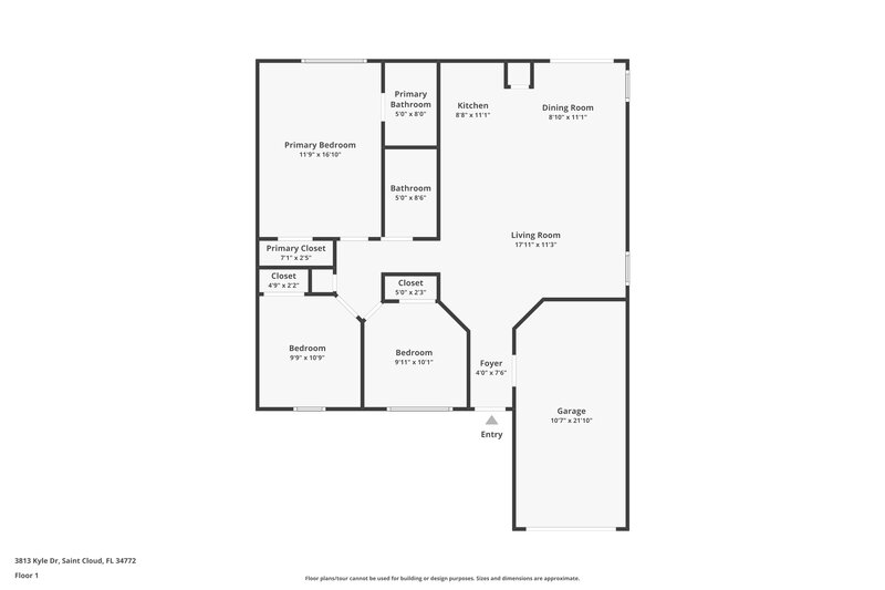 1,760/Mo, 3813 Kyle Dr Saint Cloud, FL 34772 Floor Plan View