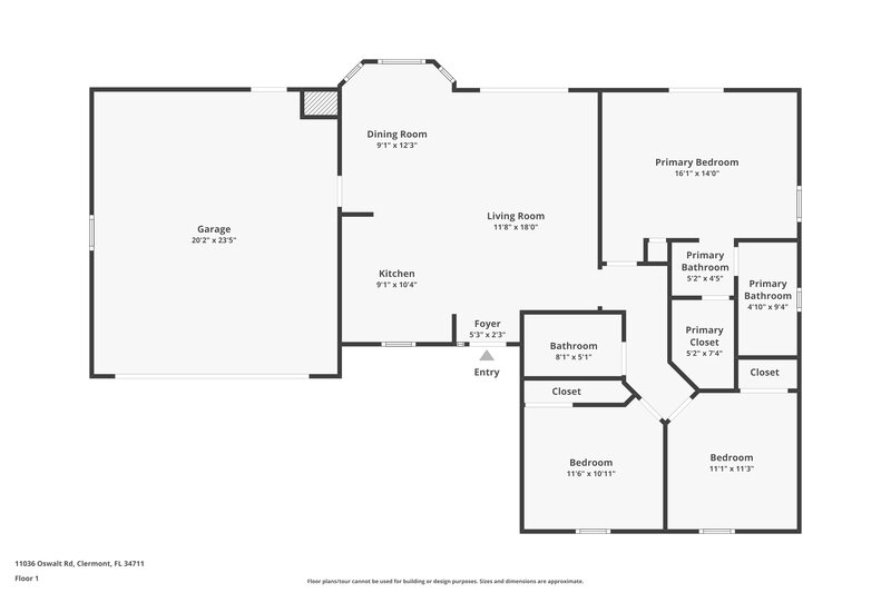2,010/Mo, 11036 Oswalt Rd Clermont, FL 34711 Floor Plan View