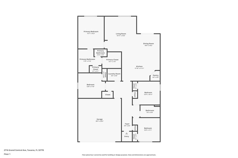2,030/Mo, 2716 Grand Central Ave Tavares, FL 32778 Floor Plan View