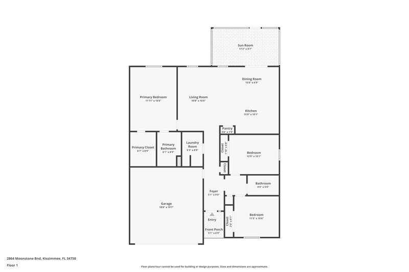 1,895/Mo, 2864 Moonstone Bnd Kissimmee, FL 34758 Floor Plan View