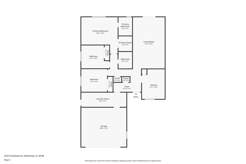 2,090/Mo, 3210 Tomahawk Dr Kissimmee, FL 34746 Floor Plan View