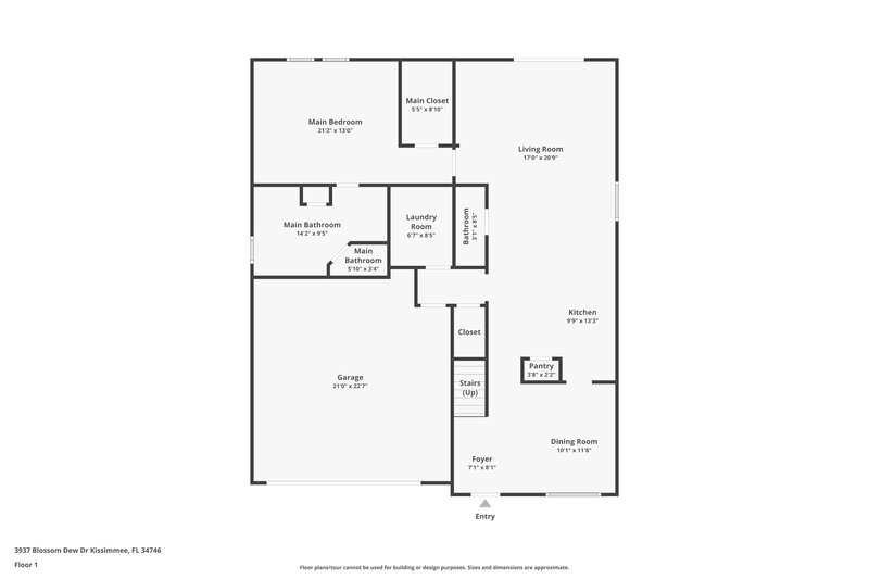 2,030/Mo, 3937 Blossom Dew Dr Kissimmee, FL 34746 Floor Plan View