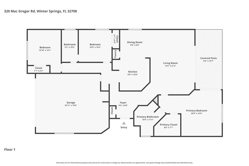 2,420/Mo, 320 MacGregor Rd Winter Springs, FL 32708 Floor Plan View