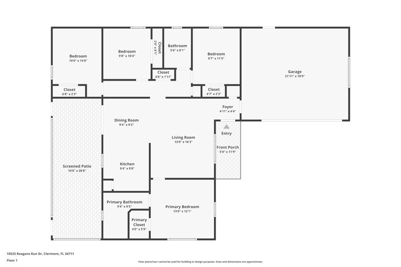 2,055/Mo, 10525 Reagans Run Dr Clermont, FL 34711 Floor Plan View