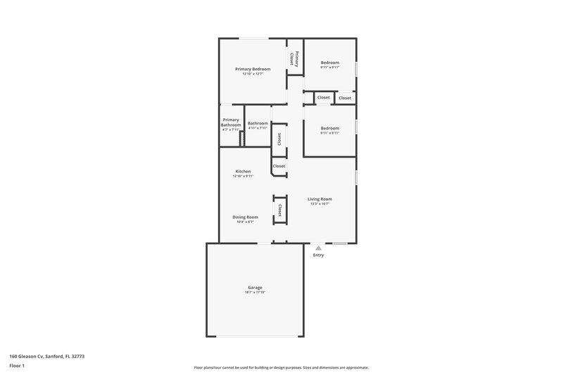 2,570/Mo, 160 Gleason Cv Sanford, FL 32773 Floor Plan View