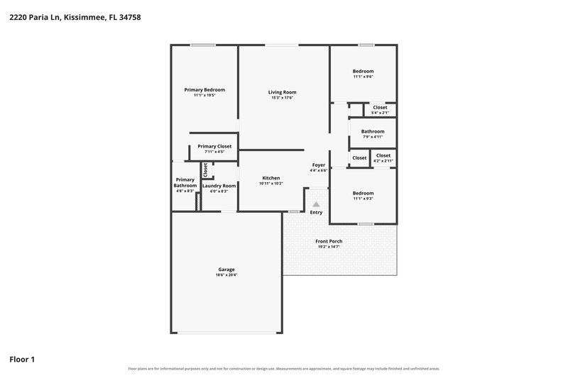 1,745/Mo, 2220 Paria Ln Kissimmee, FL 34758 Floor Plan View