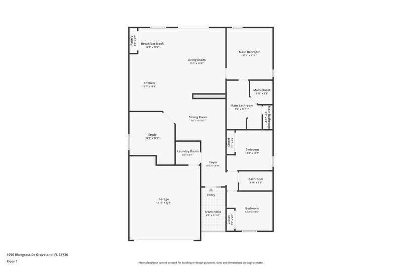 1,860/Mo, 1090 Bluegrass Dr Groveland, FL 34736 Floor Plan View