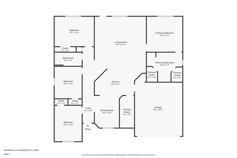 1,975/Mo, 509 Edith Dr Fruitland Park, FL 34731 Floor Plan View