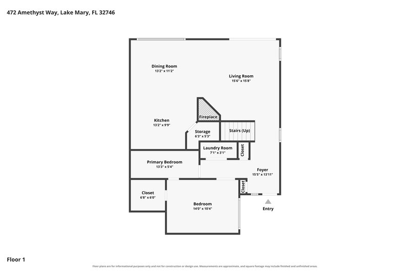 2,540/Mo, 472 Amethyst Way Lake Mary, FL 32746 Floorplan View