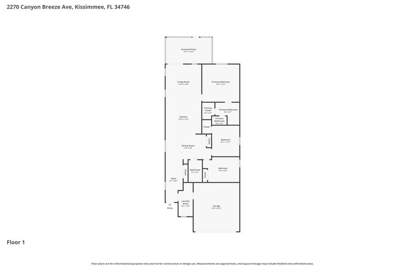 2,050/Mo, 2270 Canyon Breeze Ave Kissimmee, FL 34746 Floor Plan View