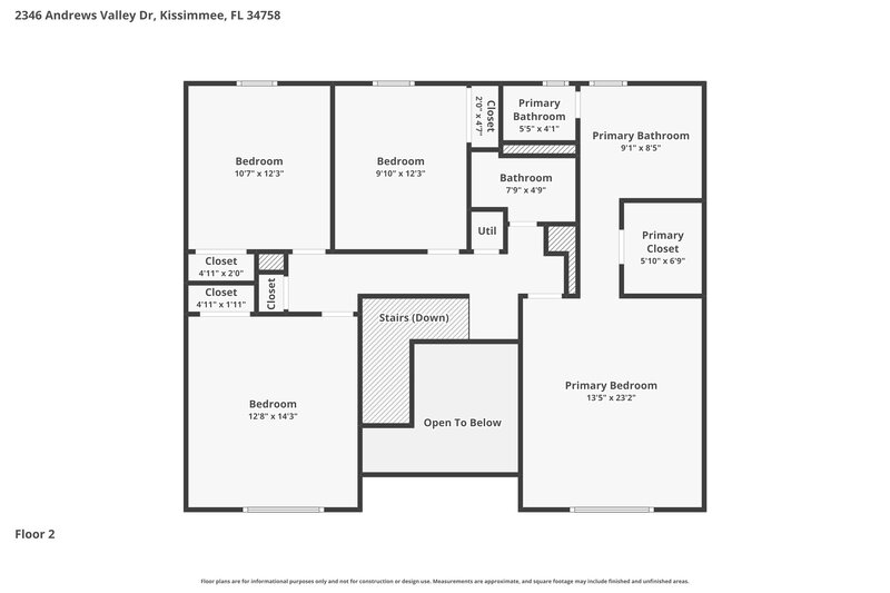 2,520/Mo, 2346 Andrews Valley Dr Kissimmee, FL 34758 Floor Plan View 2
