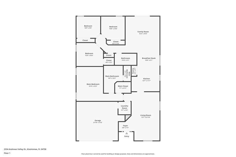 1,865/Mo, 2334 Andrews Valley Dr Kissimmee, FL 34758 Floor Plan View