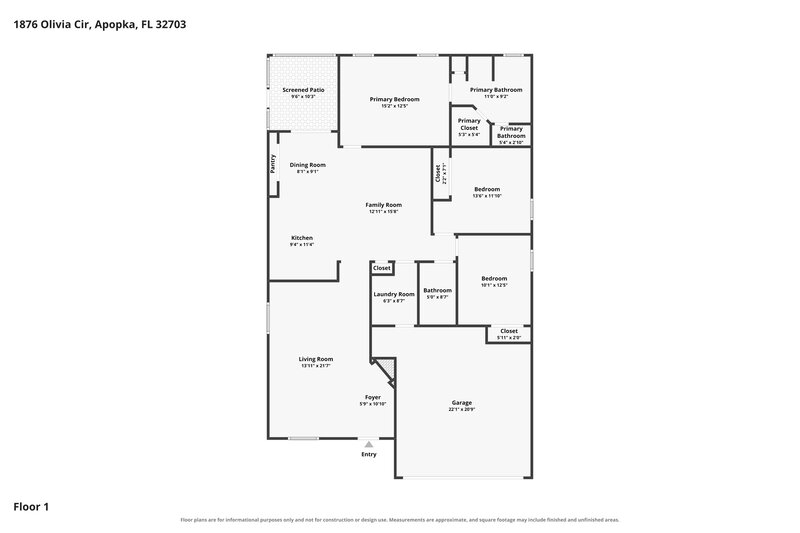 2,345/Mo, 1876 Olivia Cir Apopka, FL 32703 Floor Plan View