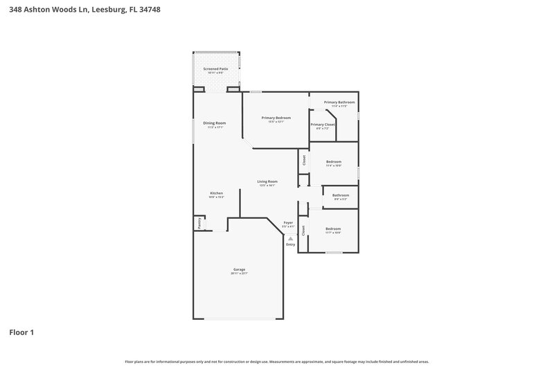 1,860/Mo, 348 Ashton Woods Ln Leesburg, FL 34748 Floor Plan View