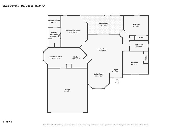 2,320/Mo, 2523 Dovetail Dr Ocoee, FL 34761 Floor Plan View