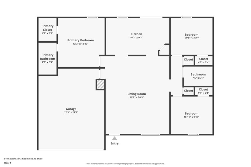 1,640/Mo, 940 Gateshead Ct Kissimmee, FL 34758 Floorplan View