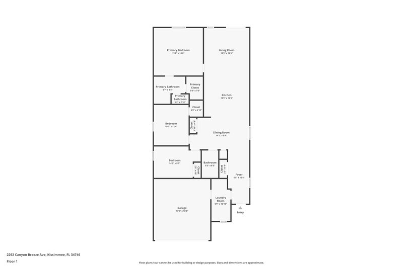 2,030/Mo, 2292 Canyon Breeze Ave Kissimmee, FL 34746 Floor Plan View