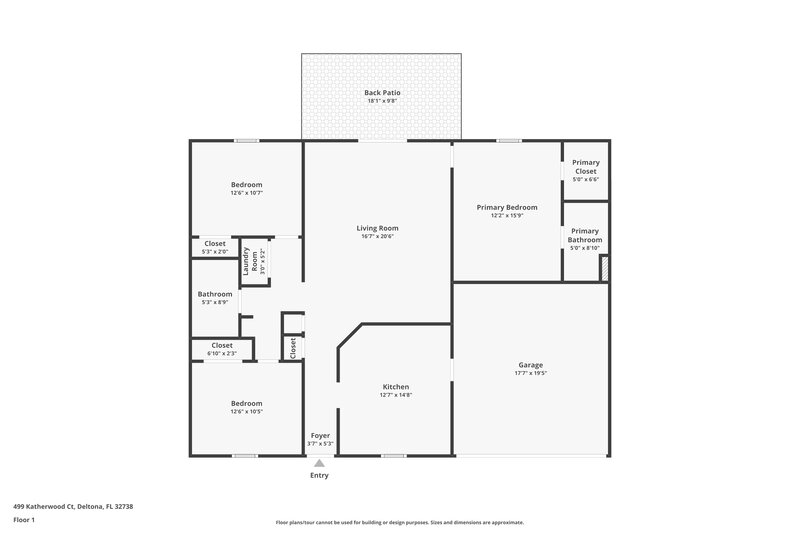 1,740/Mo, 499 Katherwood Ct Deltona, FL 32738 Floor Plan View