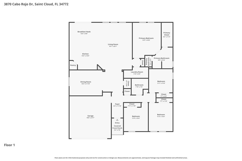 2,675/Mo, 3870 Cabo Rojo Dr Saint Cloud, FL 34772 Floor Plan View