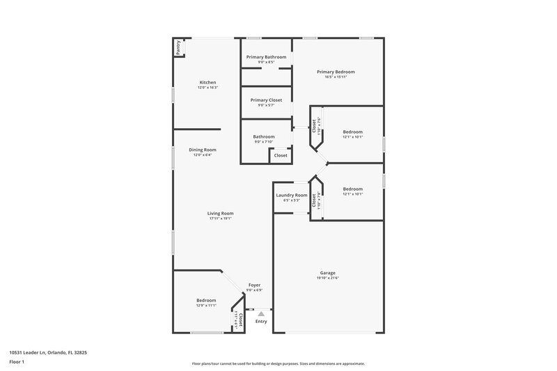 2,190/Mo, 10531 Leader Ln Orlando, FL 32825 Floor Plan View